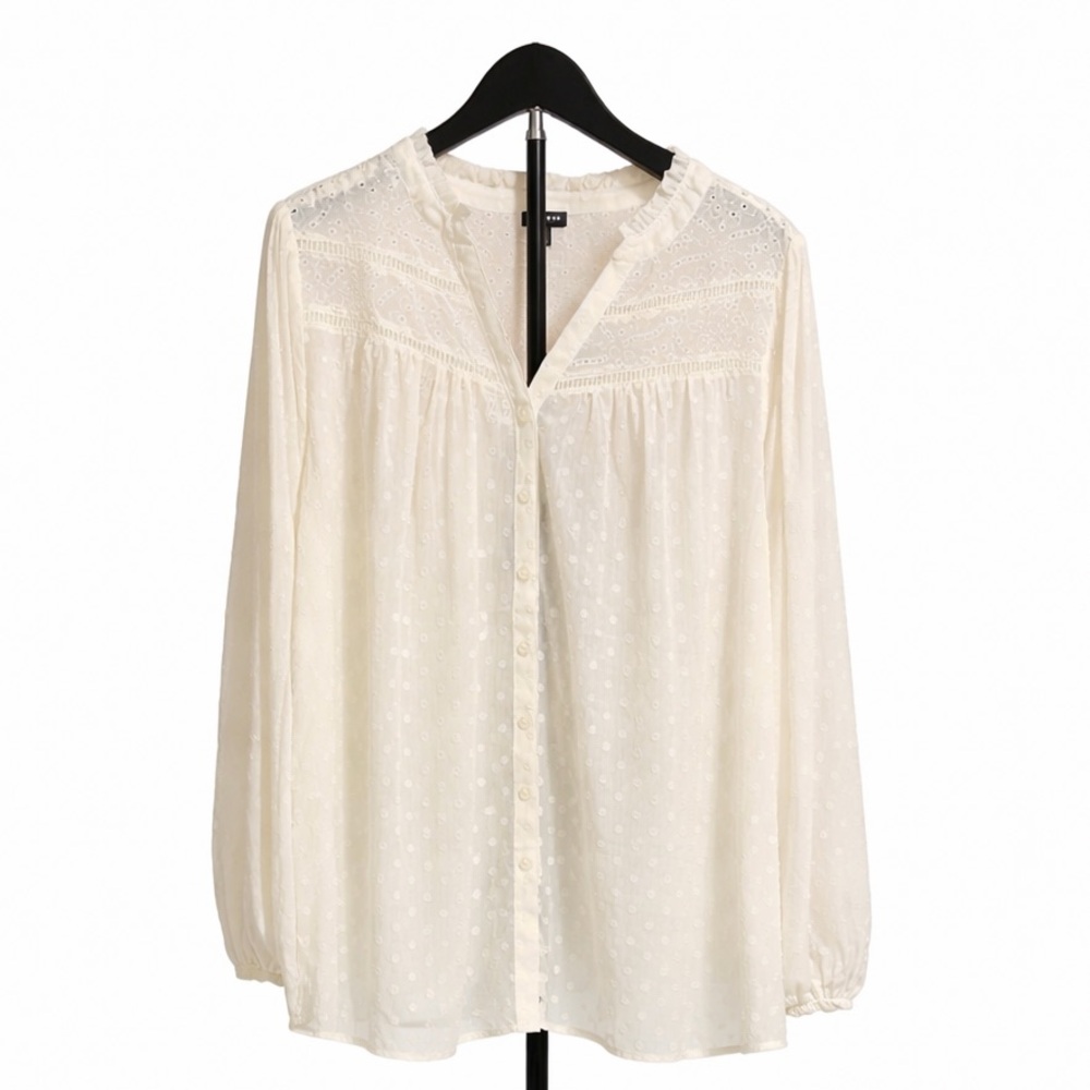 Torrid Cream Eyelet Button-Up Blouse